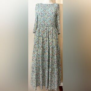 MELLODAY Floral Dress in Blue with Red and Yellow